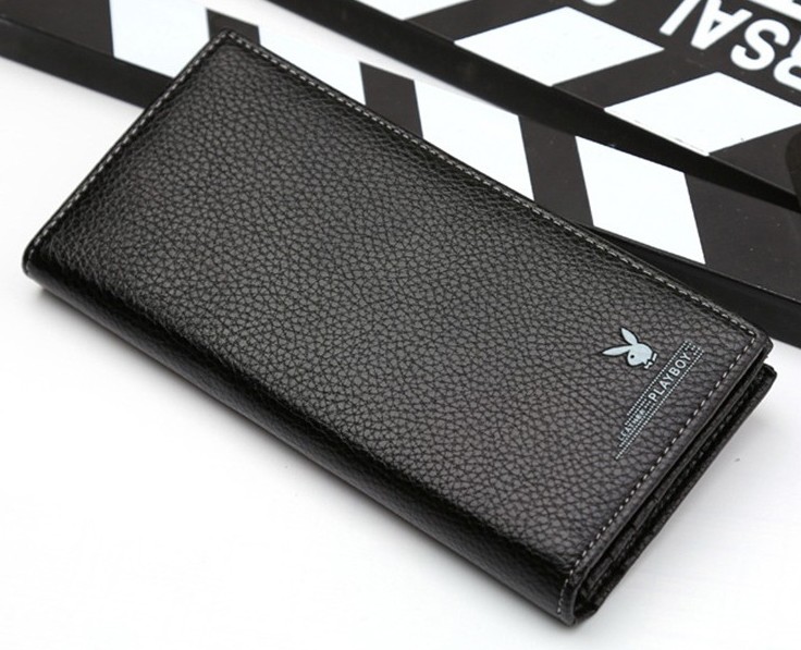 Leather Long Wallet With Many Card Slots Logo
