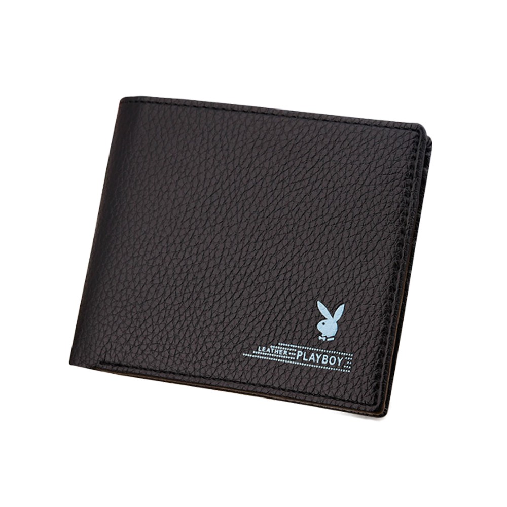 Leather Short Wallet with Many Card Slots Logo
