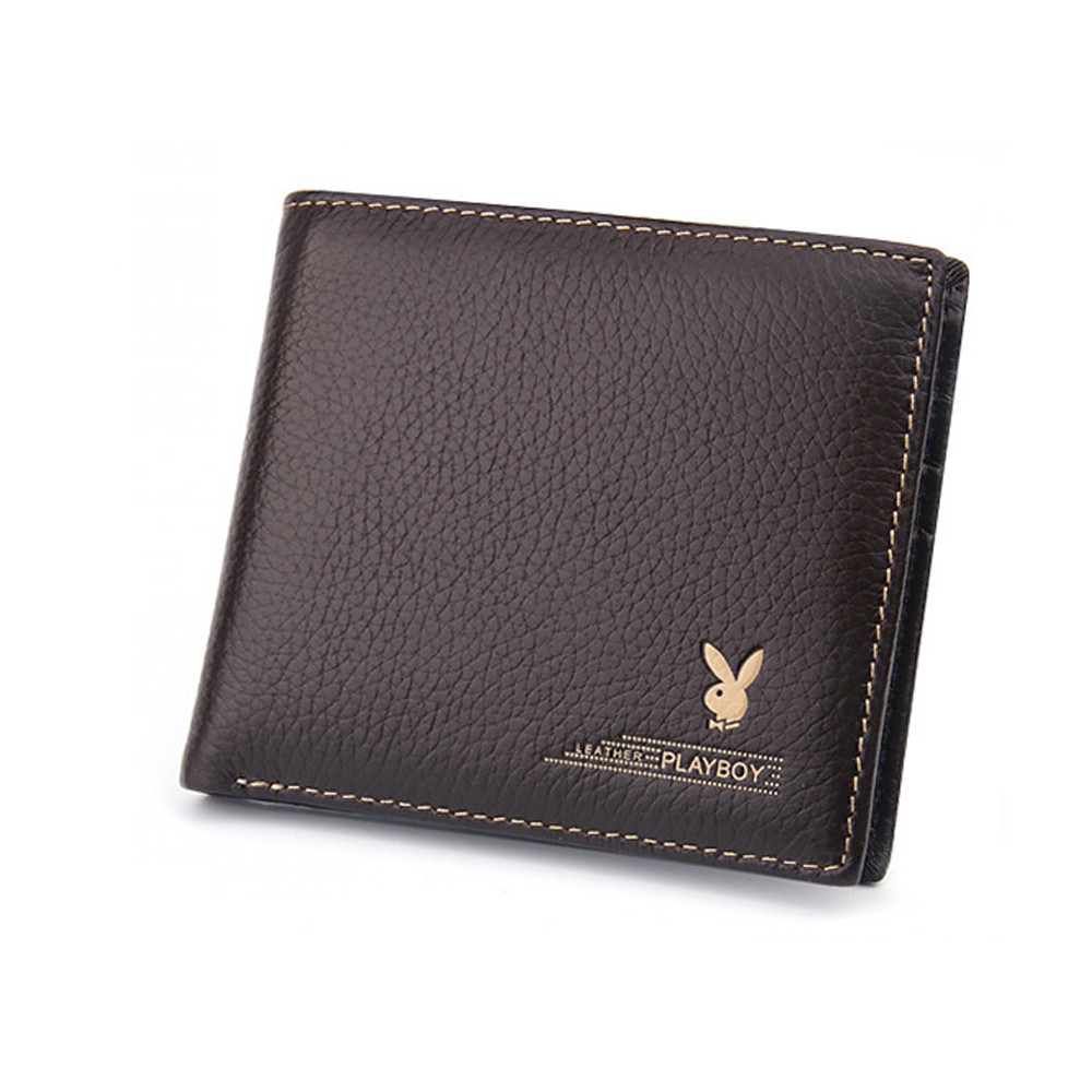 Leather Short Wallet with Many Card Slots Logo