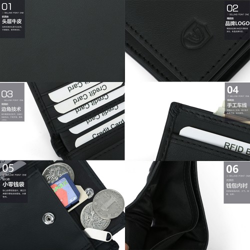 Leather Wallet RFID Blocking Purse Casual Men Short Wallet
