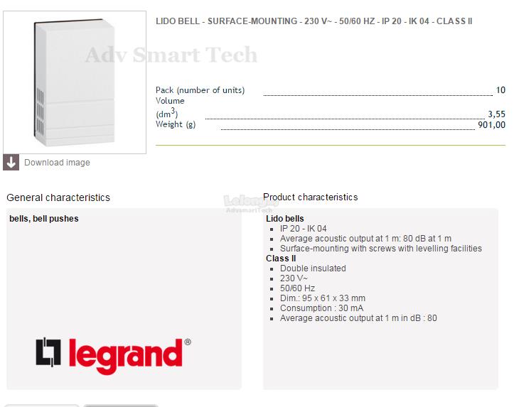 Legrand Door Bell 230V (end 7/2/2017 12:15 AM)