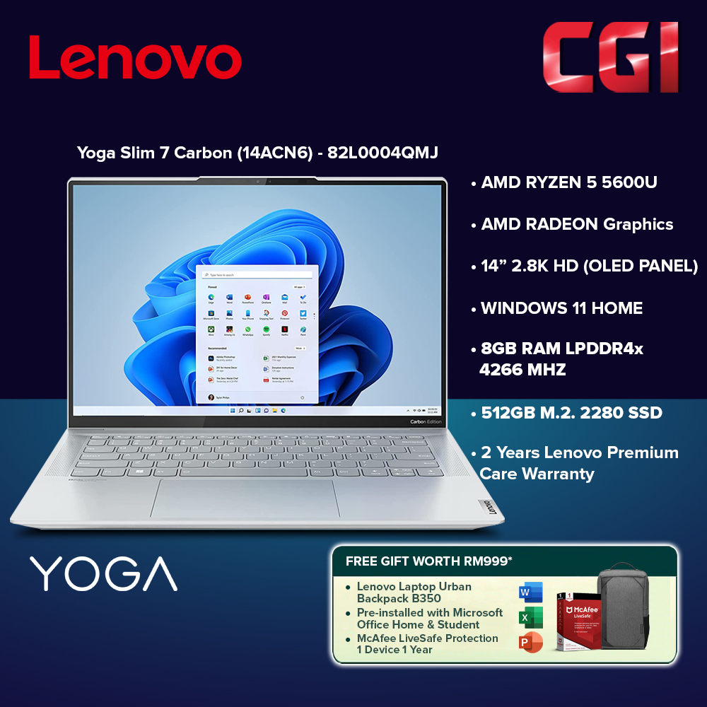 Lenovo 14&quot; Laptop Yoga Slim 7 Carbon 14ACN6 Ryzen&#8482; 5 5600U