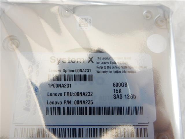LENOVO 600GB 15K RPM 2.5" SAS G3 HOT-SWAP 512e HARD DISK 00NA231