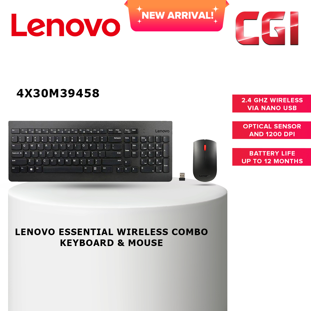 Lenovo Essential Wireless Combo Keyboard &amp; Mouse- 4X30M39458