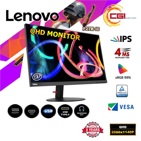 Lenovo ThinkVision P27H-10 27' IPS QHD 4ms HDMI DP USB-C Monitor 