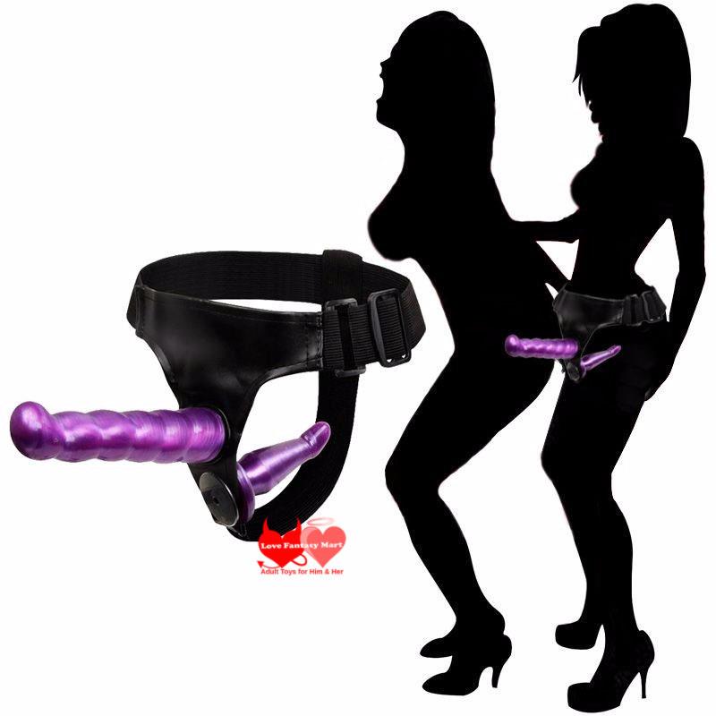 Lesbian Strap On Double Dildo (Purple) 