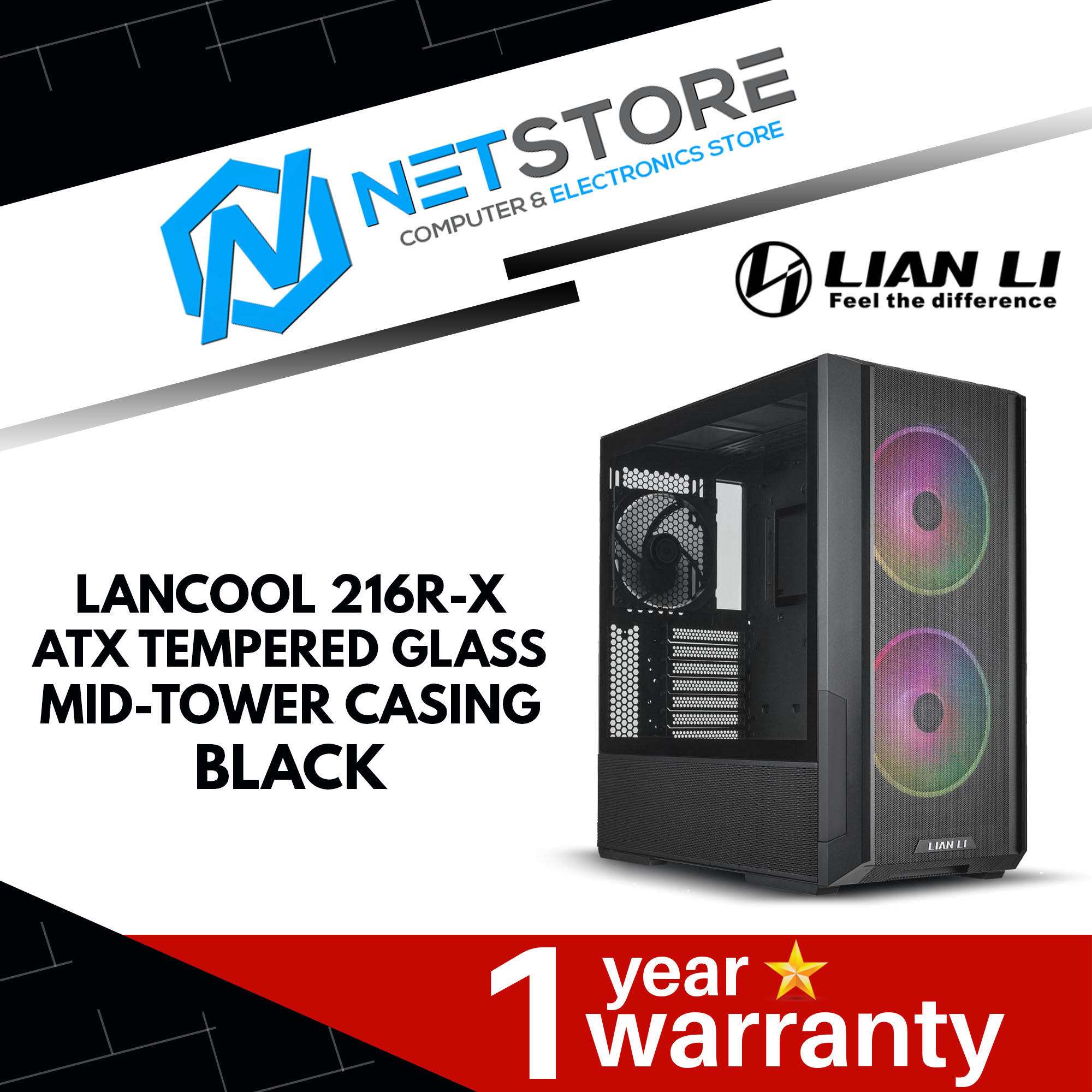 LIAN LI LANCOOL 216R-X ATX TEMPERED GLASS MID-TOWER CASING BLACK