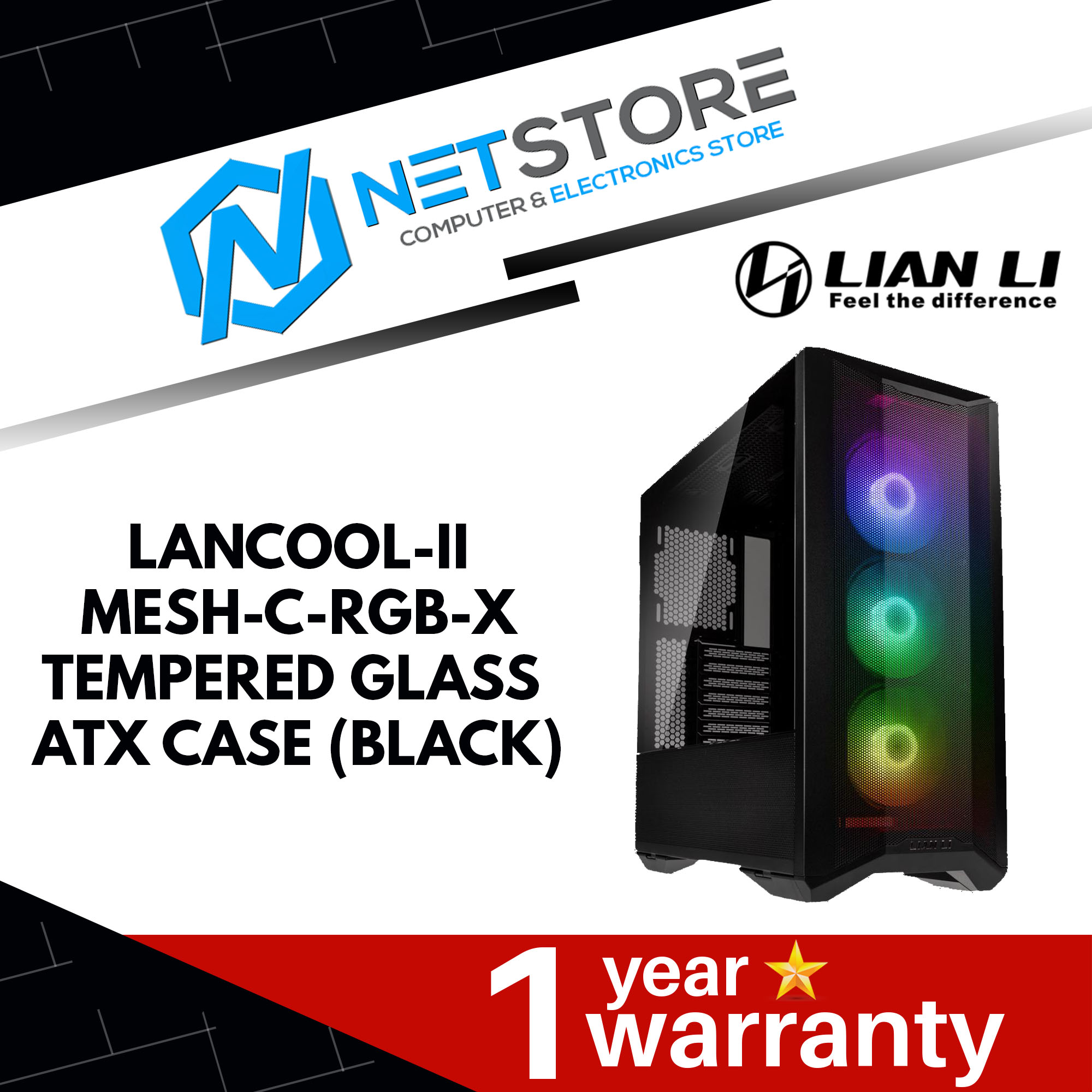 LIAN LI LANCOOL-II MESH-C- RGB-X TEMPERED GLASS ATX CASE (BLACK)