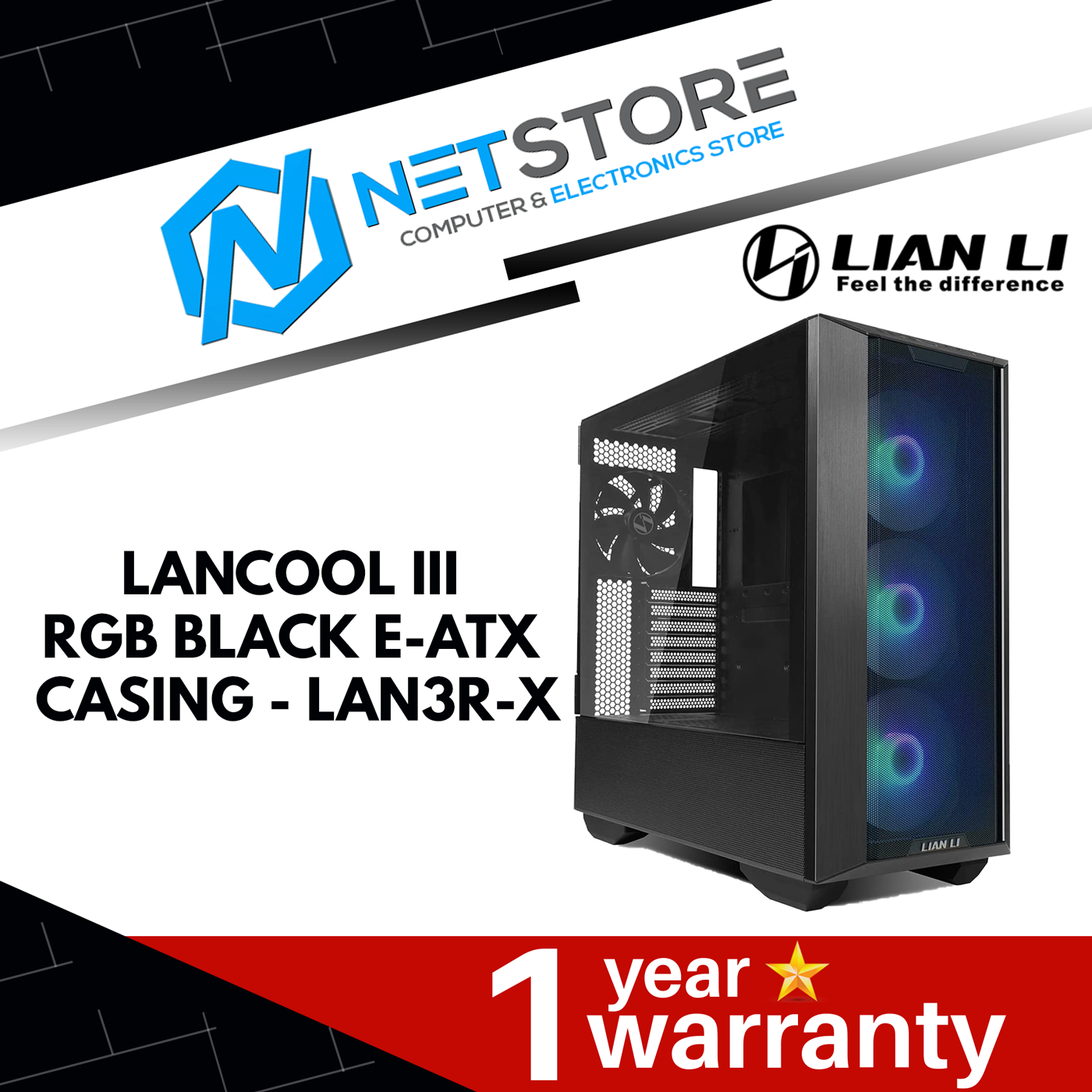 LIAN LI LANCOOL III RGB BLACK E-ATX MID TOWER CASE - LAN3R-X
