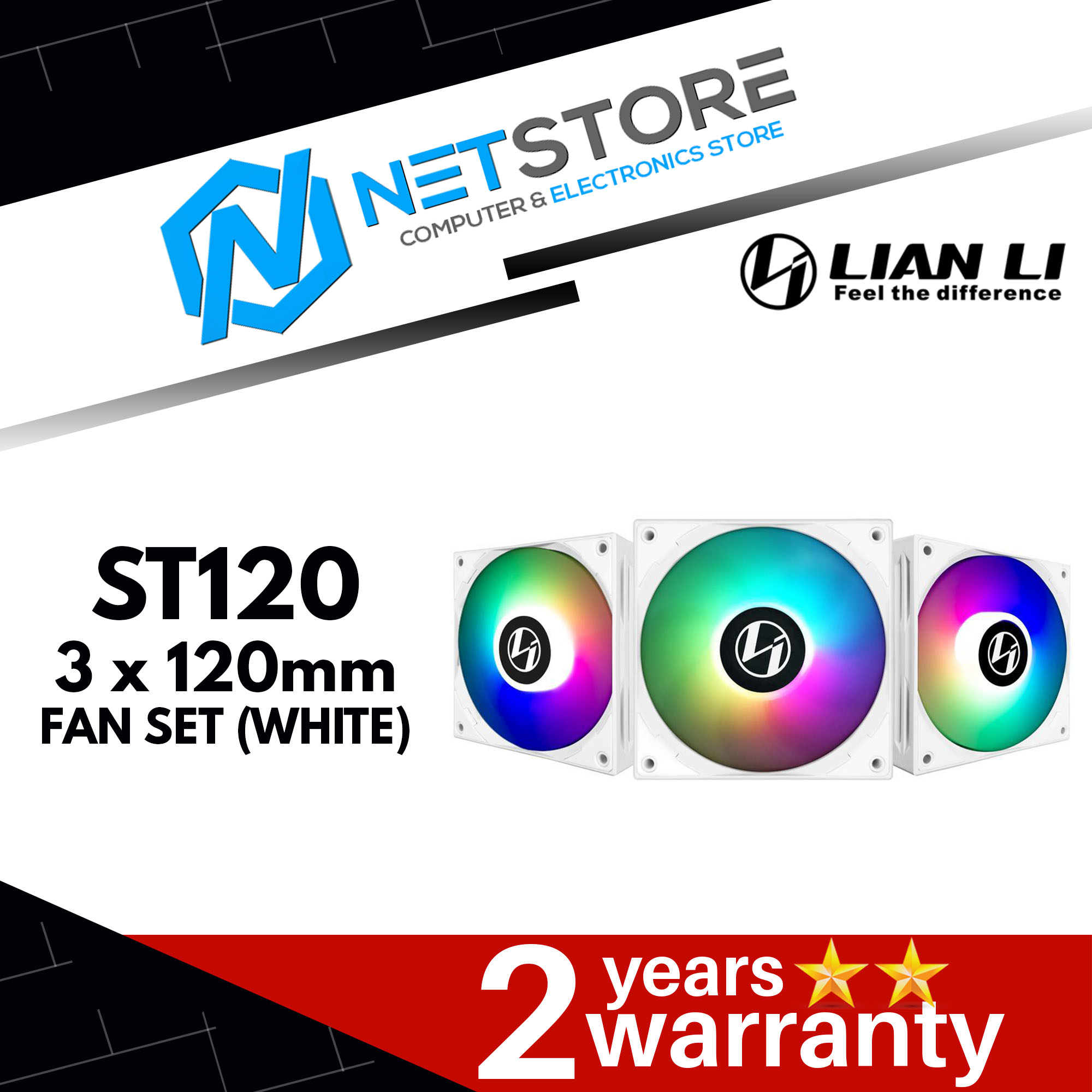 LIAN LI ST120 3 X 120MM ARGB CASING FAN SET (WHITE) - ST120-3W