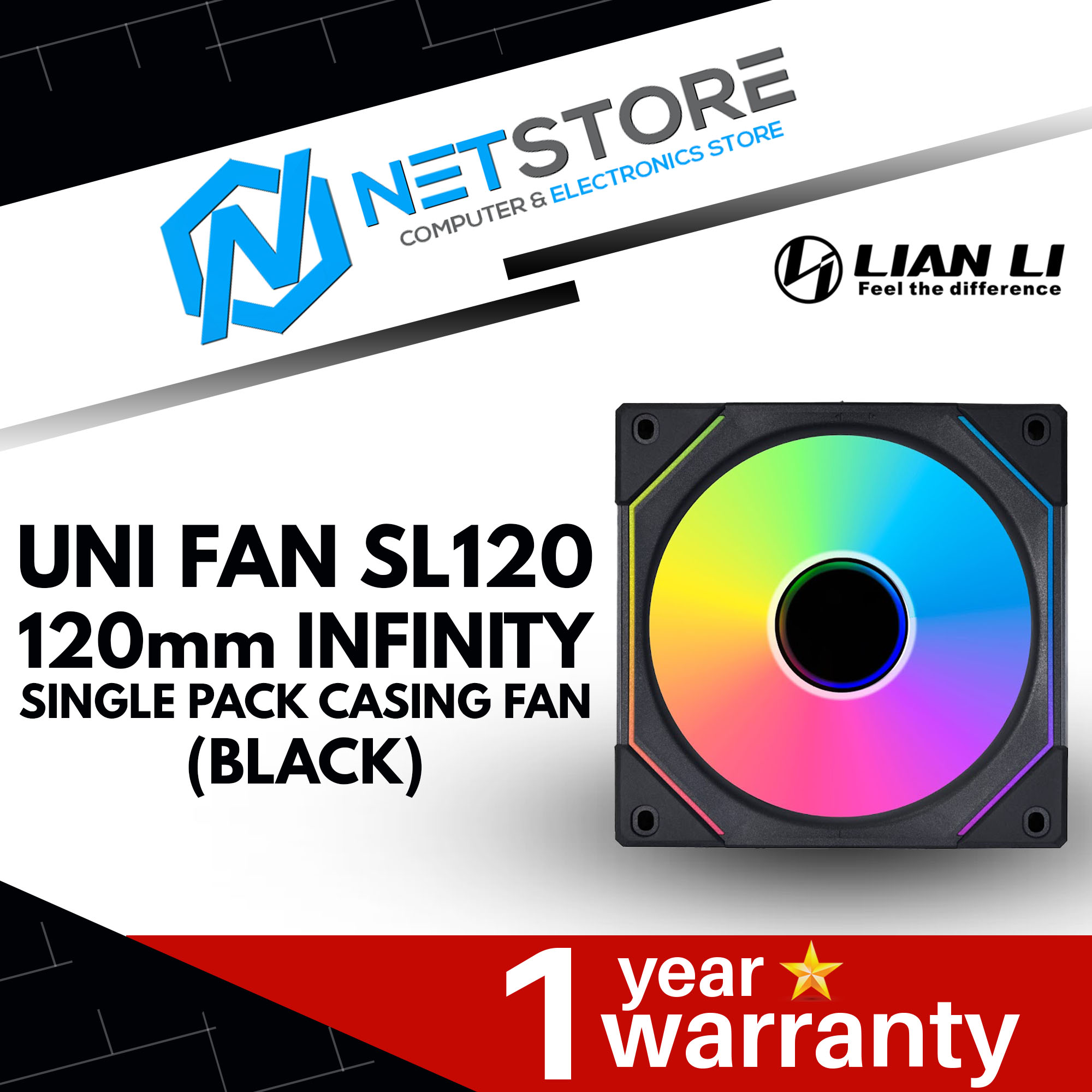 LIAN LI UNI FAN SL120 120mm INFINITY SINGLE PACK CASING FAN (BLACK)