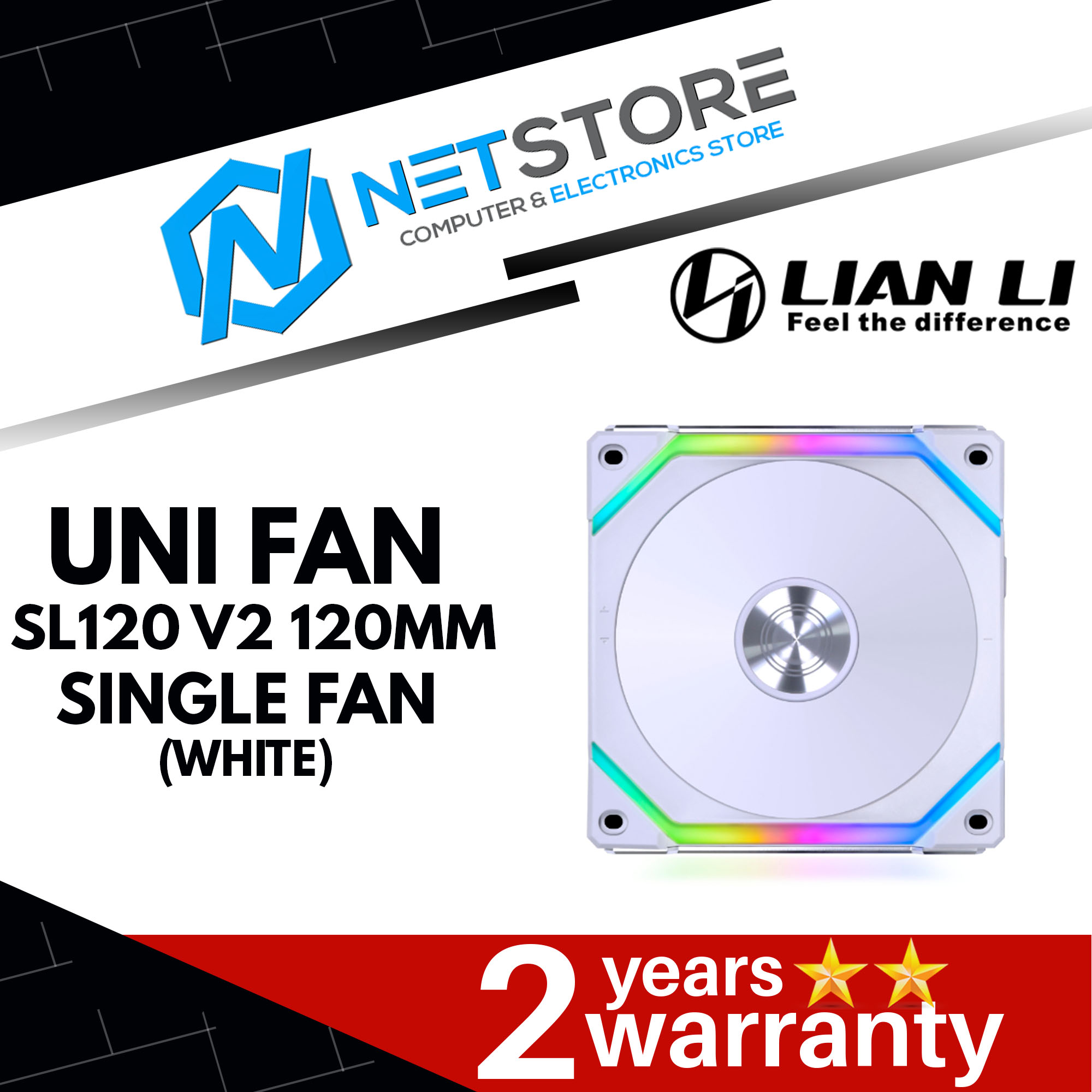 LIAN LI UNI FAN SL120 V2 120MM SINGLE FAN- WHITE - SL120V2-1W