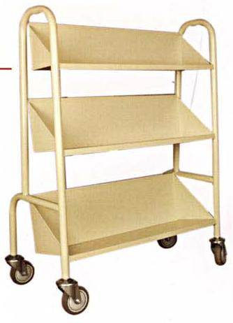 Library Book Trolley 1Sided 3Sloping Shelves Steel 