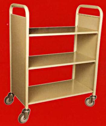 Library Book Trolley 3 Flat Shelves 