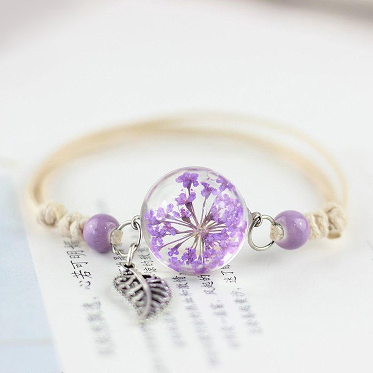 (Limited Stock) Dried Flower Crystal Bracelet Beautiful Special Gift