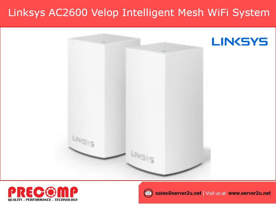 Linksys AC2600 Velop Intelligent Mesh WiFi System, 2-Pack (WHW0102-AH)