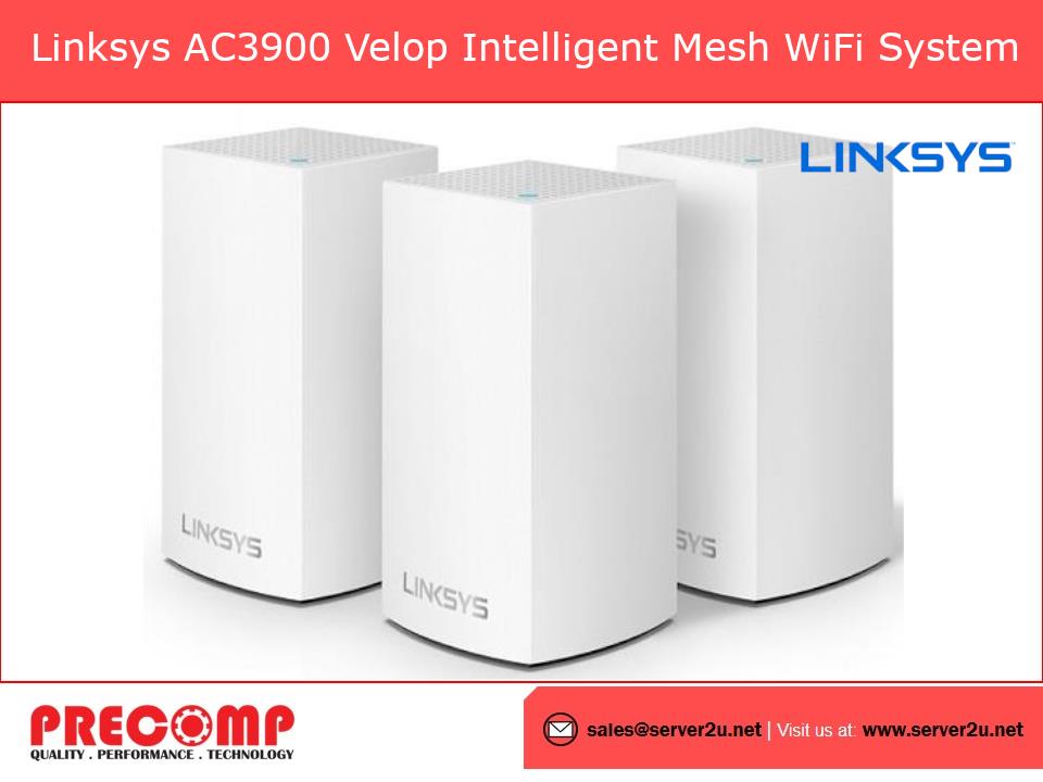 Linksys AC3900 Velop Intelligent Mesh WiFi System, 3-Pack (WHW0103-AH)