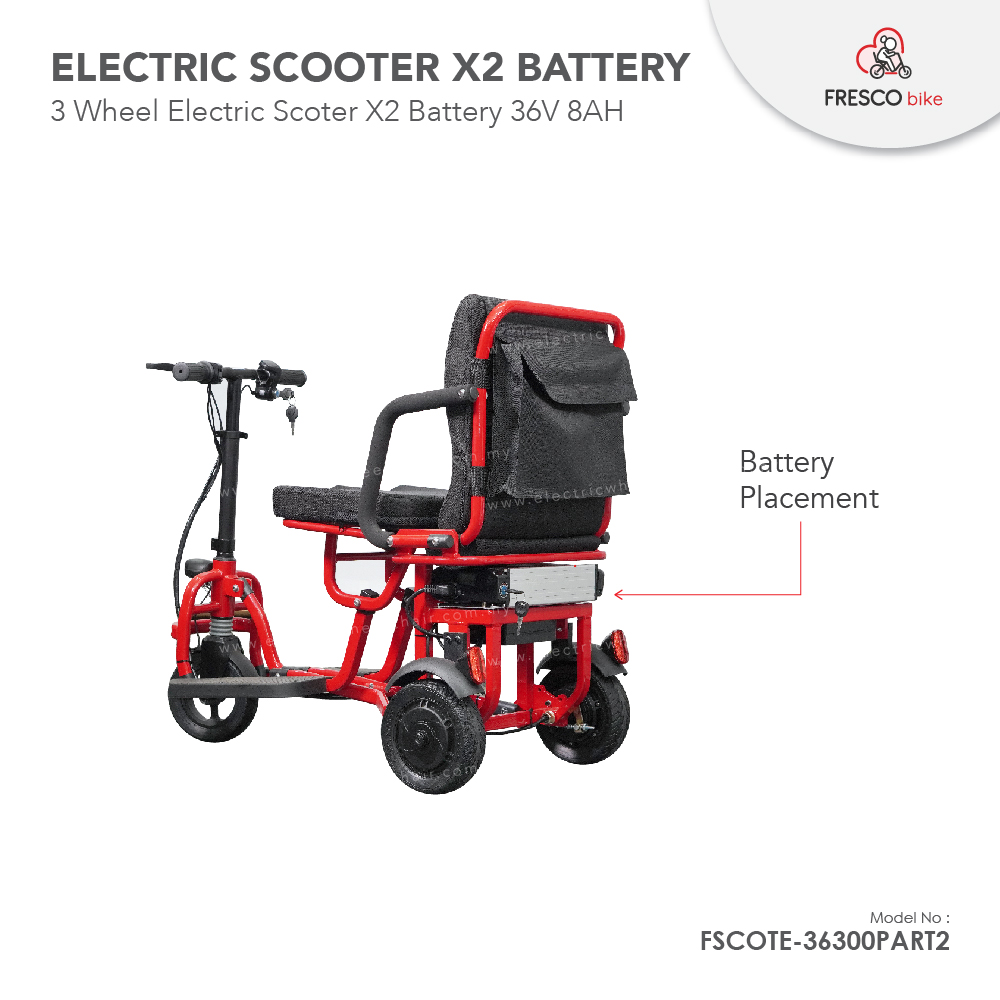 Lithium Battery 36V 8AH for 3 Wheel Electric Scooter X2