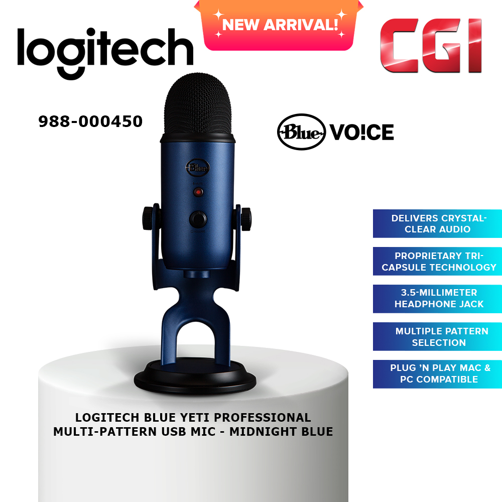 Logitech Blue Yeti Professional USB Mic (988-000450)-Midnight Blue