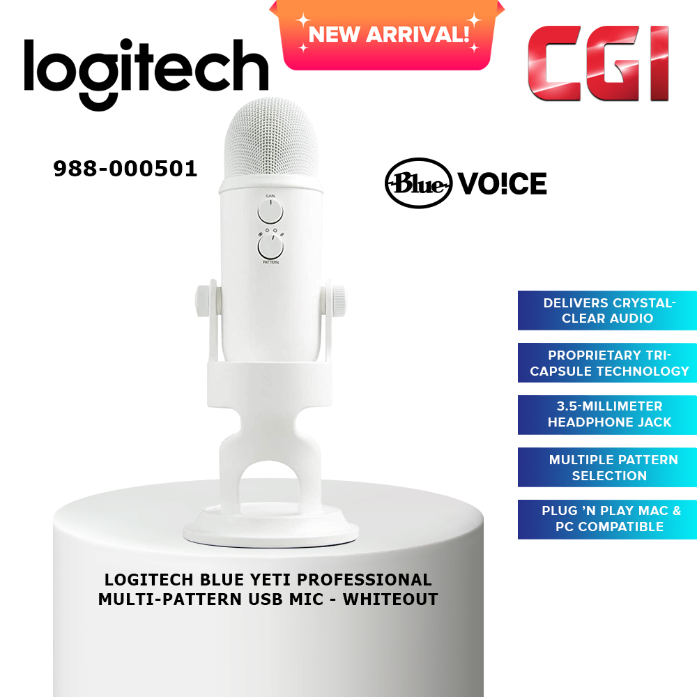 Logitech Blue Yeti Professional USB Microphone(988-000501)- Whiteout
