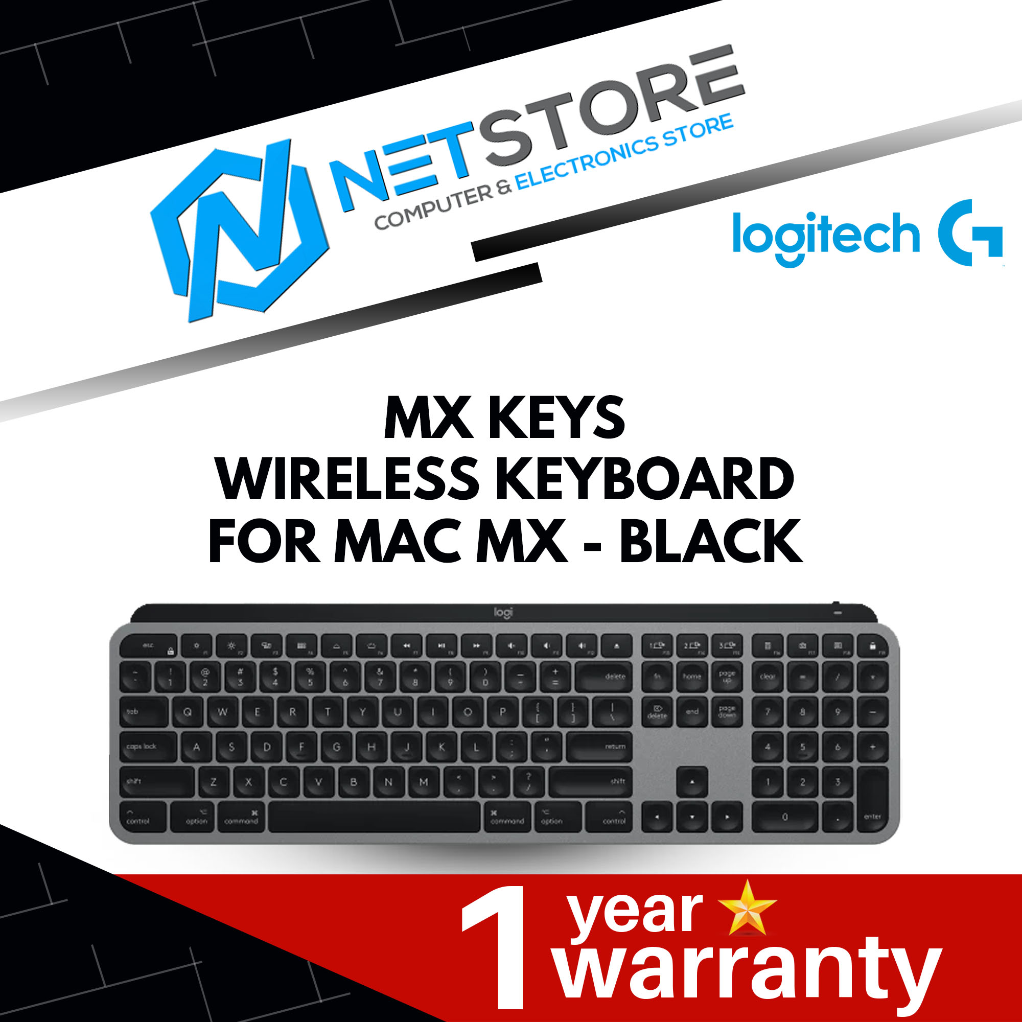 LOGITECH MX KEYS WIRELESS KEYBOARD FOR MAC MX - BLACK - 920-009560