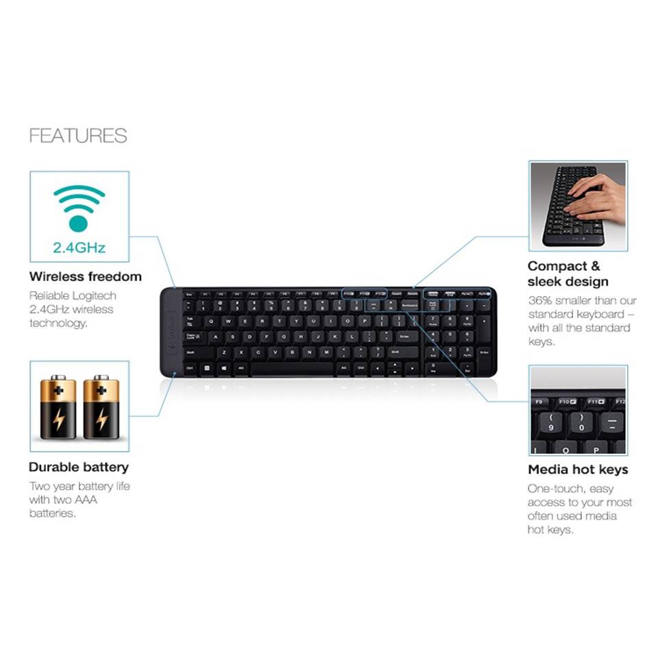 Logitech USB Wireless MK220 Combo Keyboard And Mouse