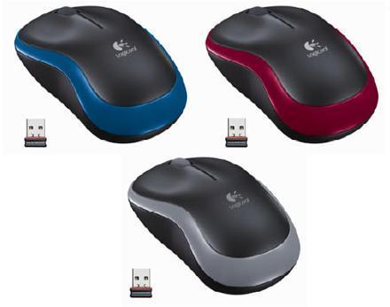 LOGITECH WIRELESS OPTICAL MOUSE, M185 BLUE/GREY/RED