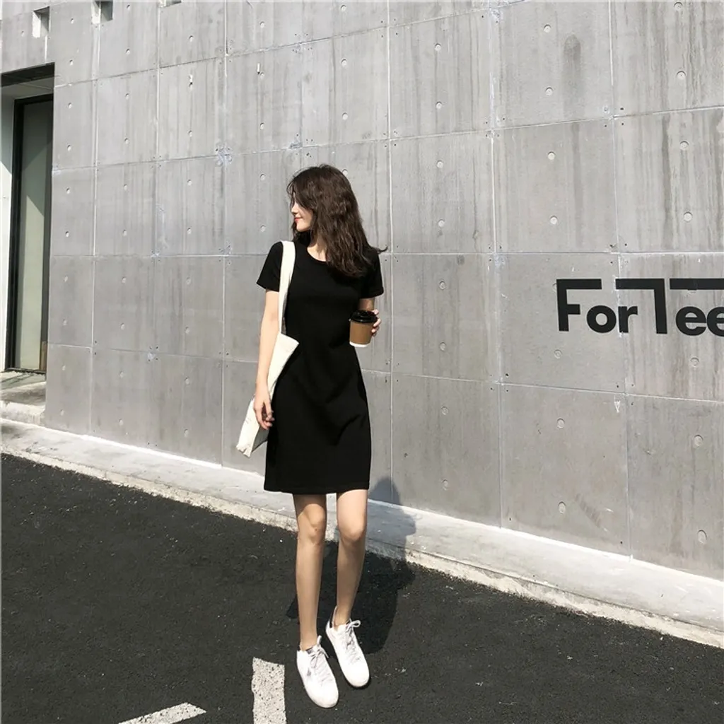Loose Mid-Length Short-Sleeved T-Shirt Knitted Dress
