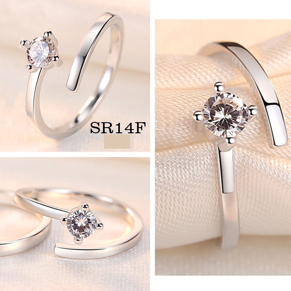 Love Forever Premium Adjustable Zircon Women Silver Rings Cincin