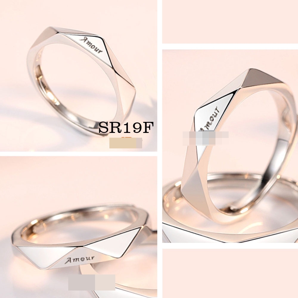 Love Ribbon Premium Adjustable Zircon Women Finger Silver Rings Cincin