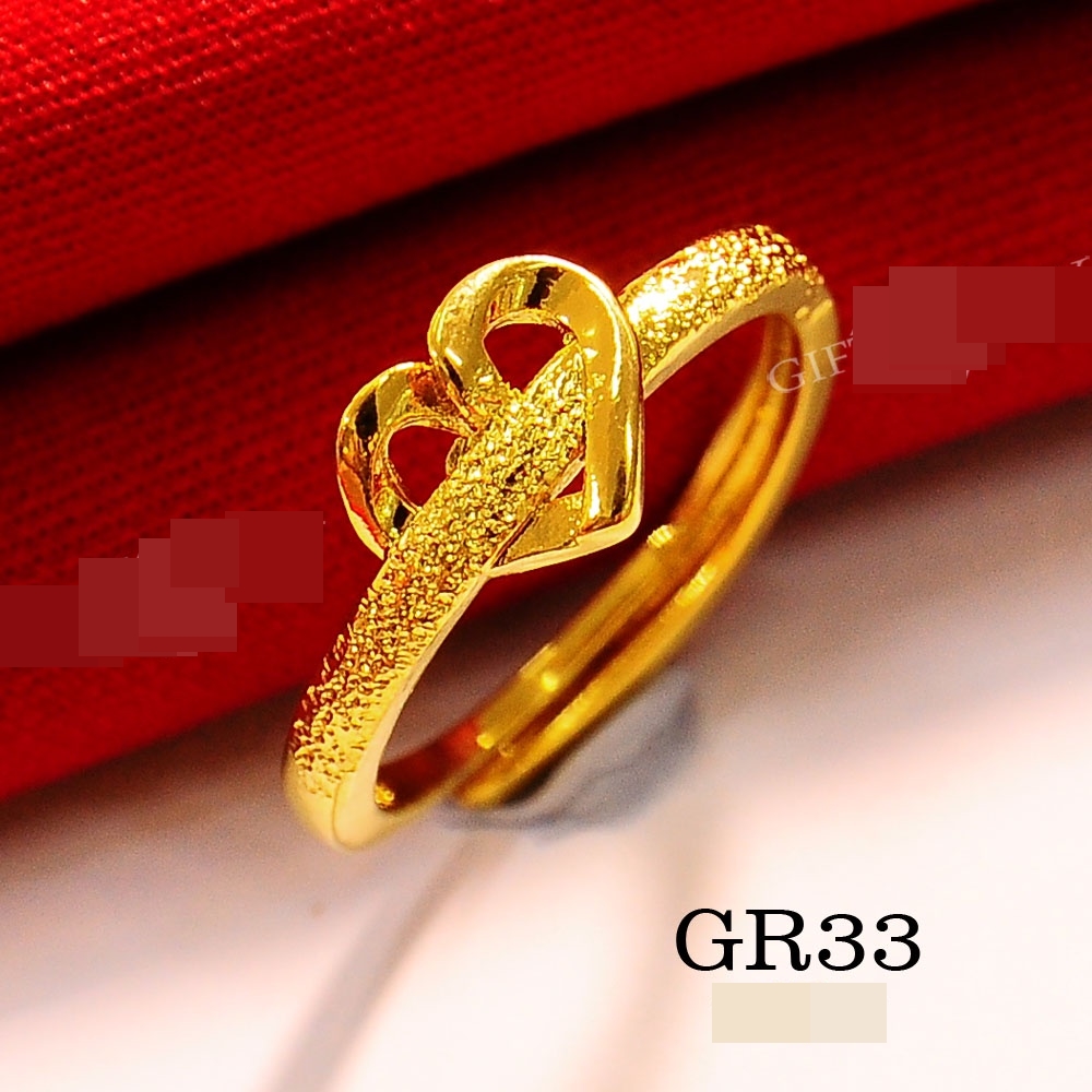 Love Series Premium Adjustable Women Gold Plated Rings Cincin Emas