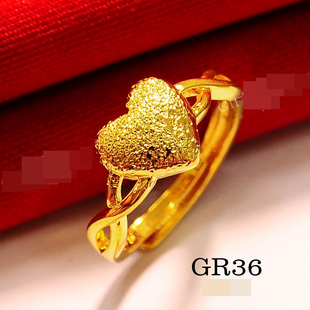 Love Series Premium Adjustable Women Gold Plated Rings Cincin Emas