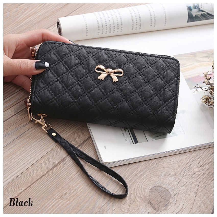 Lovely RIbbon Quilted Purse Fashion Wallet Dompet Women