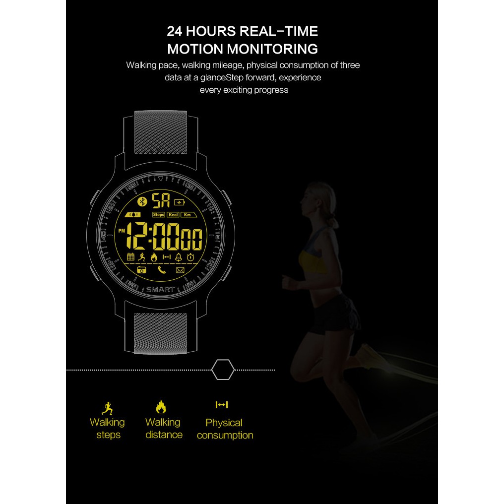 Luminous Dial Pedometer Bluetooth Fitness Sport Smart Watch EX18