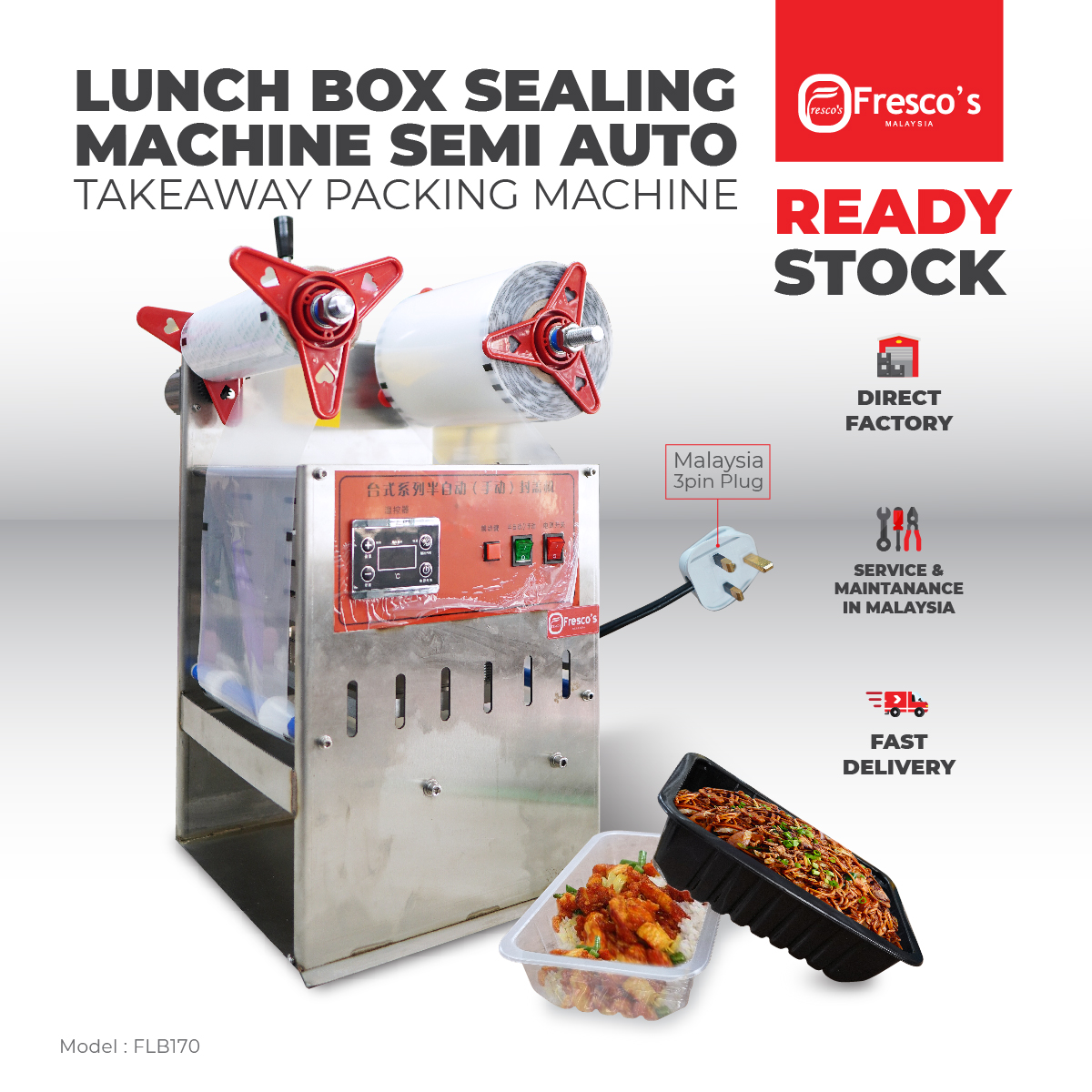 Lunch Box Sealing Machine Tray Sealer Machine Semi Auto