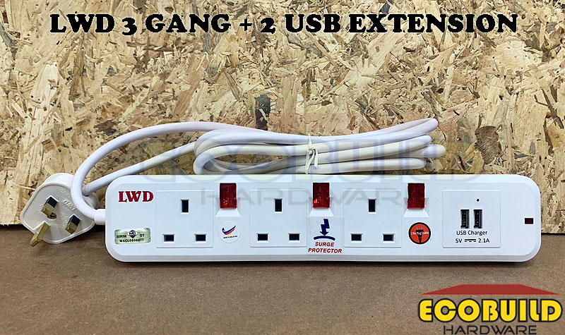 LWD 3 Gang + 2 USB Extension