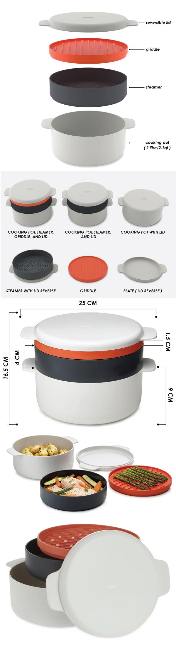 M Cuisine Microwave 4 Piece Stackable End 3 7 2019 15 Pm M Cuisine Microwave 4 Piece Stackable Cooking Set Pot Steamer Griddle