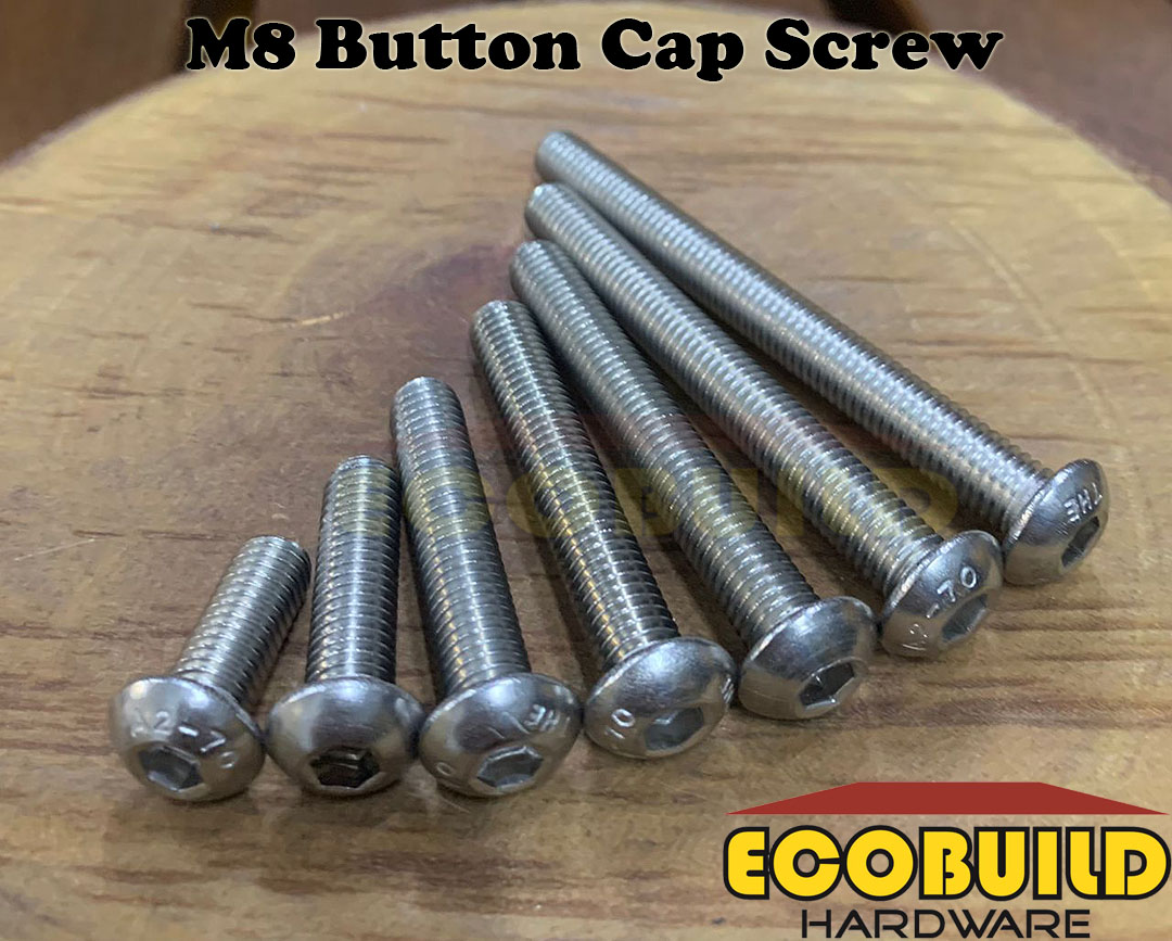 M8 Button Cap Screw Stainless Steel 20mm/30mm/40mm/50mm/60mm/70mm/80mm