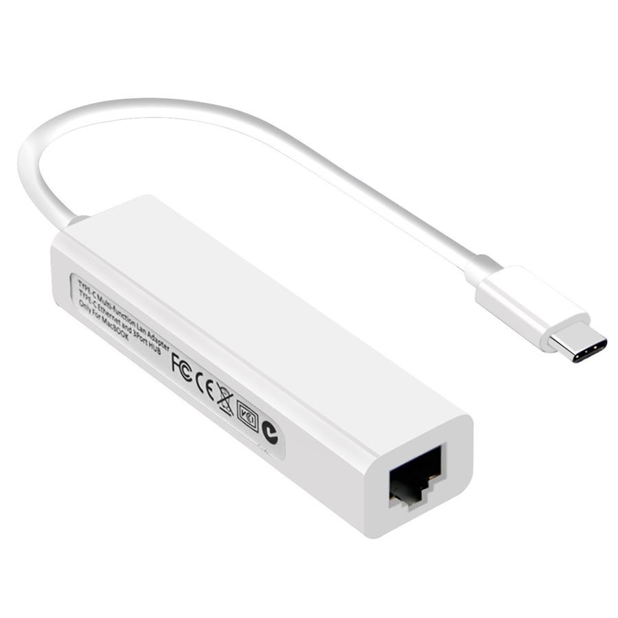 MacBook 12' USB 3.1 Type C to 3-port USB 2.0 Hub with Ethernet Adapter