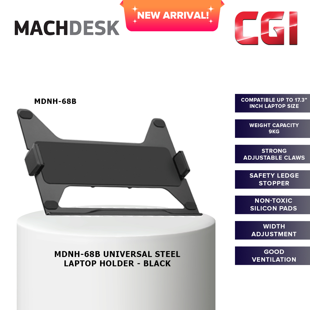 Machdesk MDNH-68B Universal Steel Laptop Holder Black - MDNH-68B