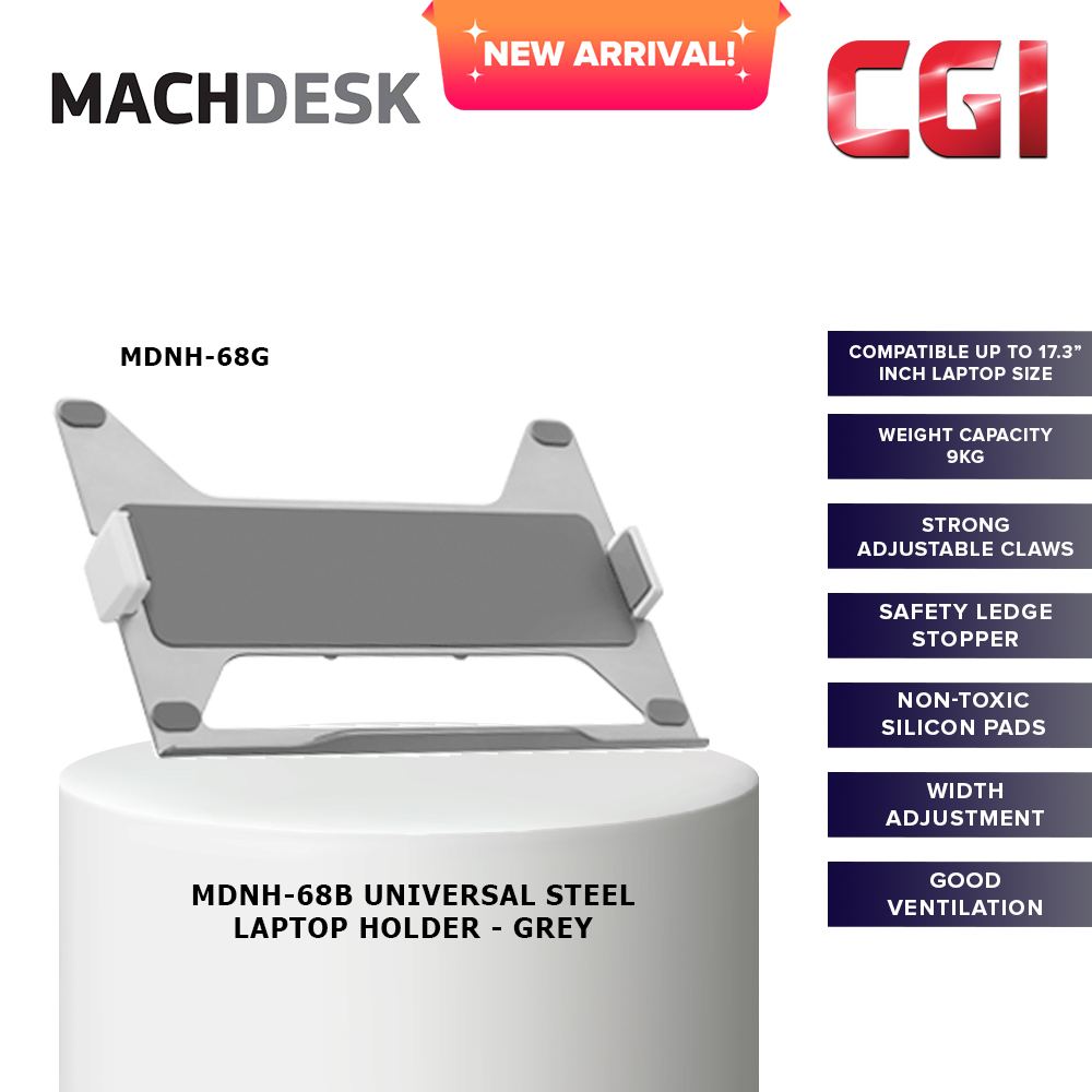 Machdesk MDNH-68B Universal Steel Laptop Holder Grey - MDNH-68G