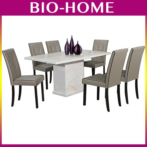 Magee 4 5ft Rectangle Marble Dining Set 1 6 Rectangle Table Pu Chair