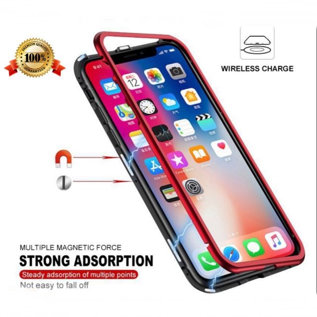 Magnetic Casing iPhone X 8 7 6 6S Plus Case Magnetic Absorption Metal Frame Gl