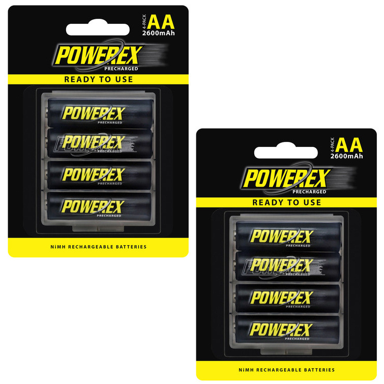 Maha Powerex Pre-Charged Rechargeable AA NiMH Batteries