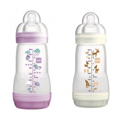 MAM Easy Start Anti-Colic Bottle 260ml (Double Pack) with Silk Teat Si