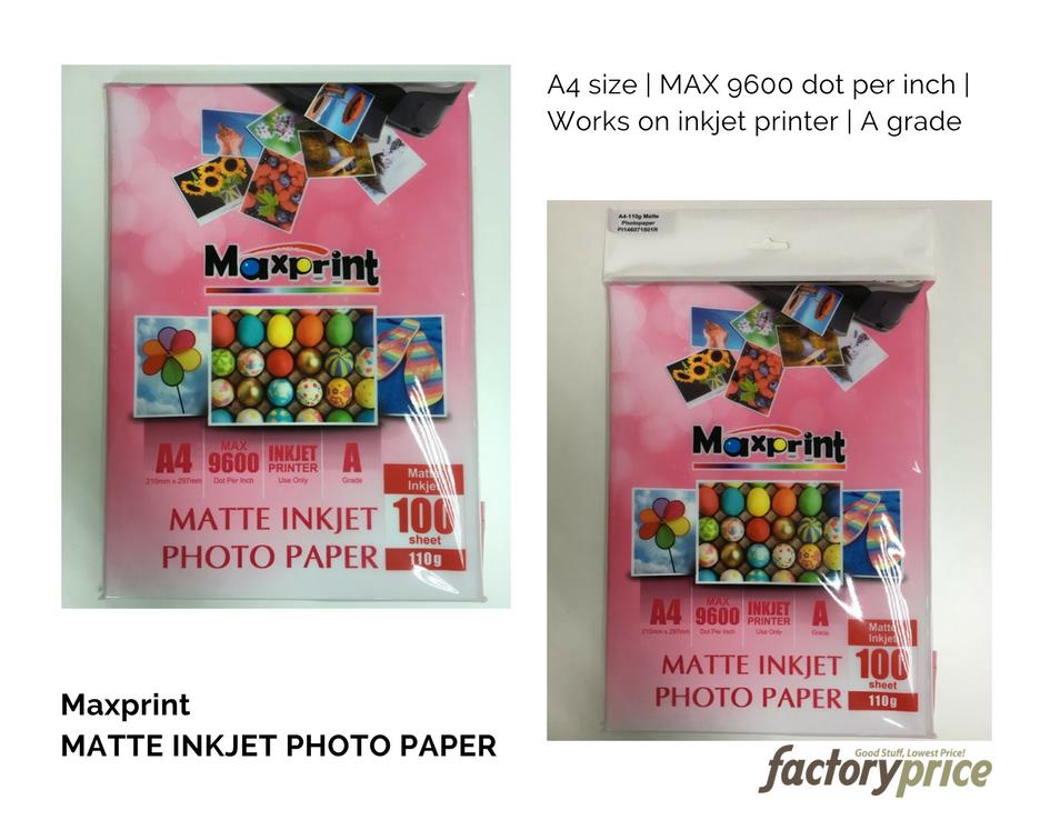 Download Maxprint Matte Inkjet Photo Paper A4 (end 4/8/2019 12:15 AM)