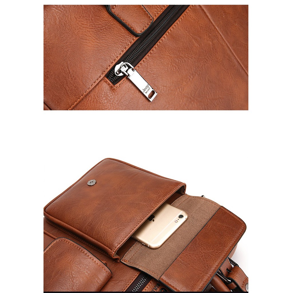 Men Business Vintage Briefcase PU Leather Shoulder Messenger Bag