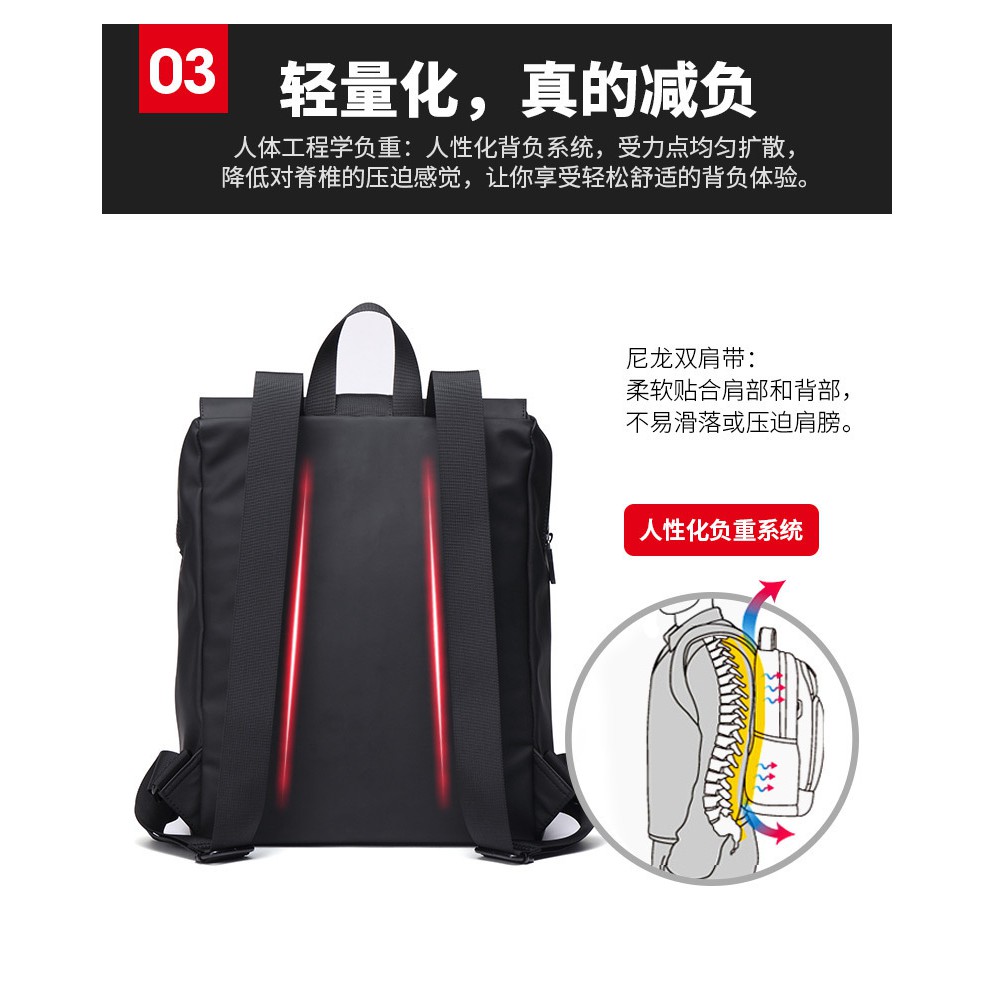 Men Casual Canvas Laptop Bag Anti Theft Waterproof Travel Black Backpack