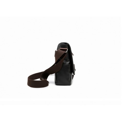 Men Casual PU Leather Messenger Sling Shoulder Cross Body Bag Design 1 (Black)