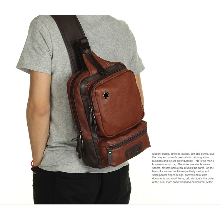 men's leather sling backpacks